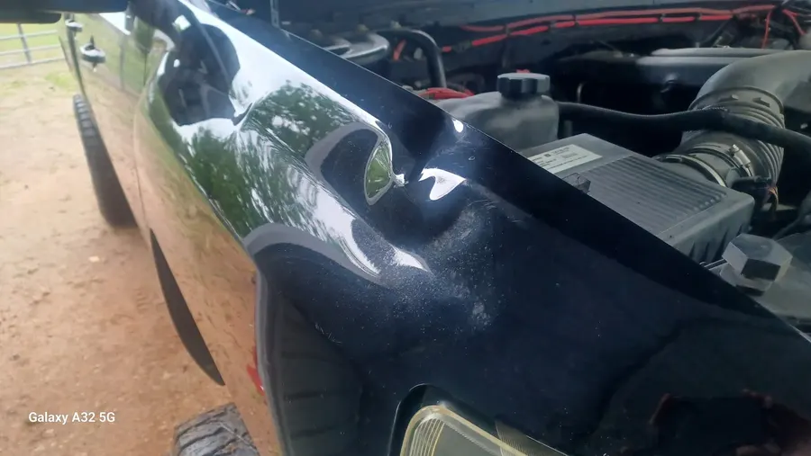 Black engine bay finish detail