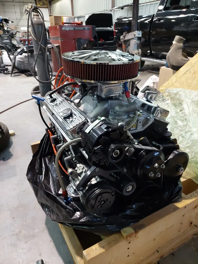Black engine build closeup