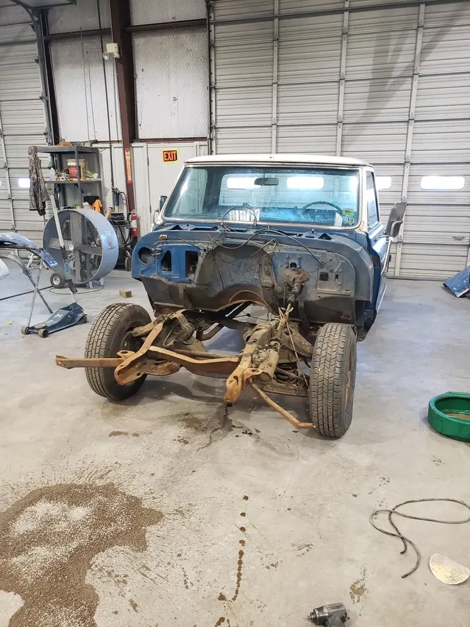 Blue truck front end teardown