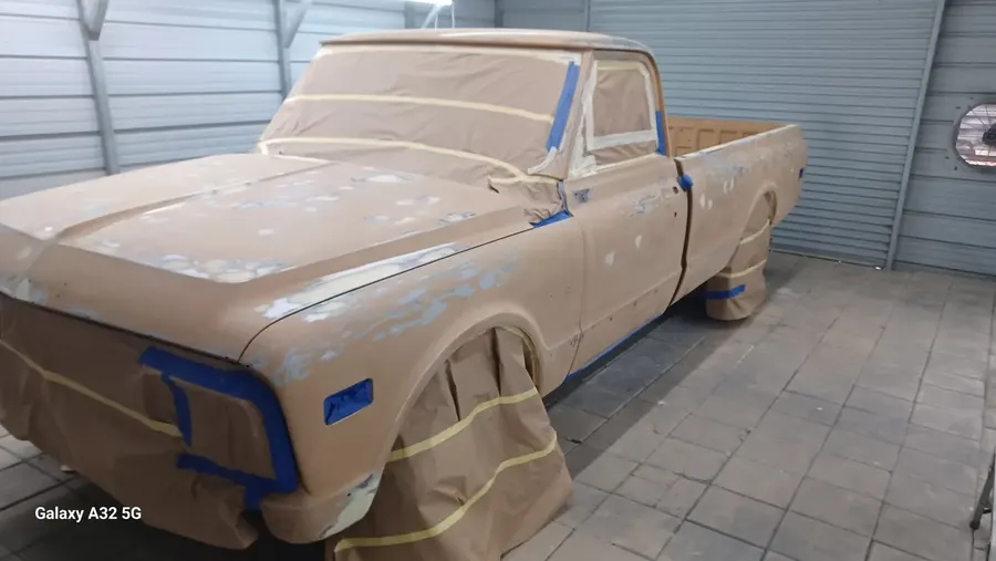 Classic pickup body filler and primer stage