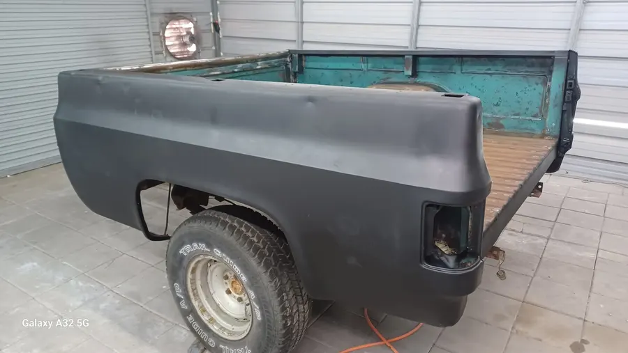 Classic truck bedside in black primer