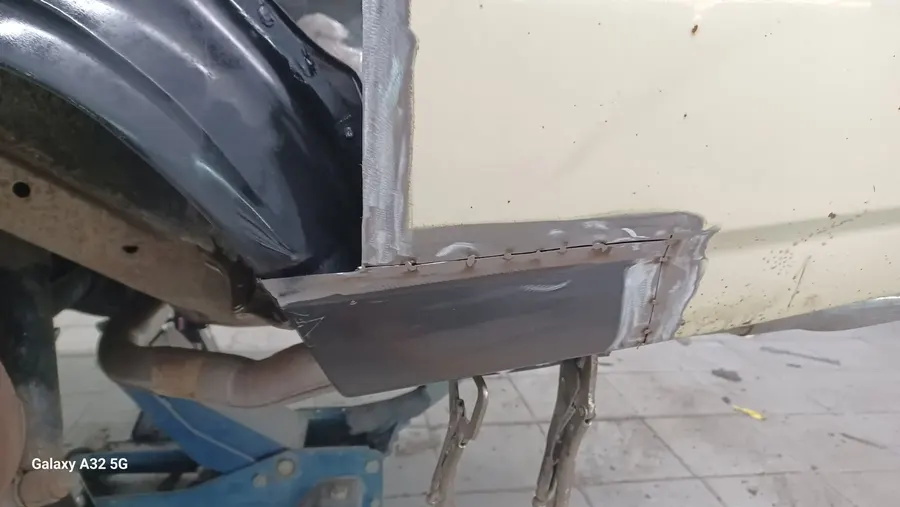 Classic truck rocker metal repair