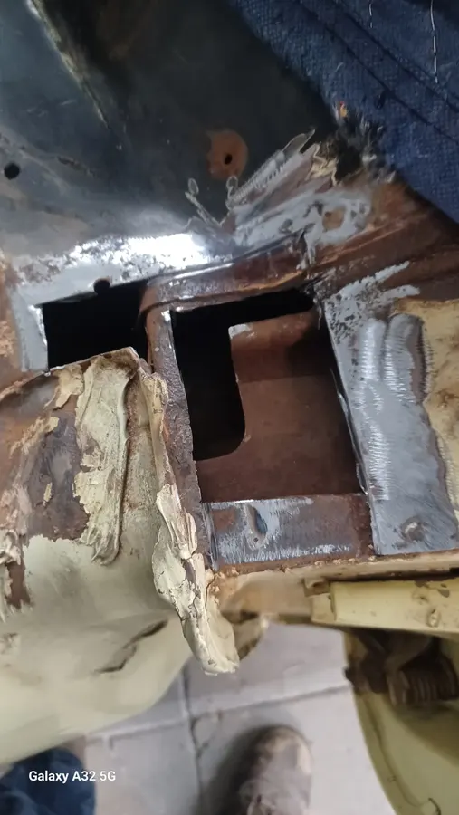 Floor pan cutout for metal repair
