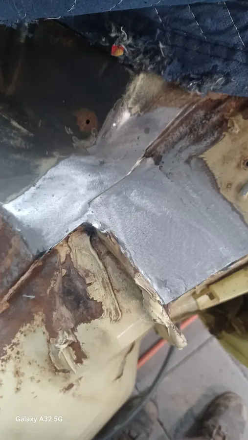 Silver floor pan metal patch