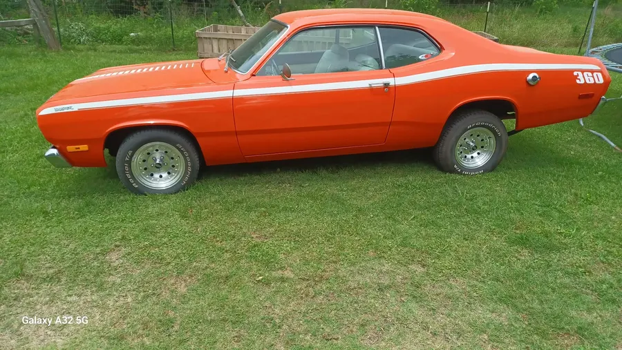 Orange muscle car finished side exterior
