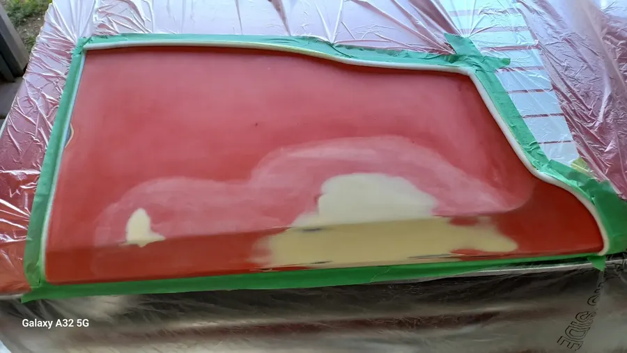 Red panel paint prep detail