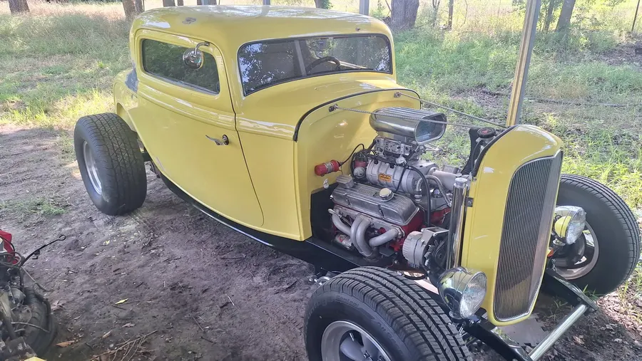 Yellow hot rod finished exterior