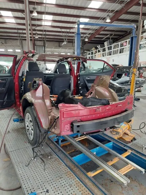 Repair progress inside the Red Barn shop